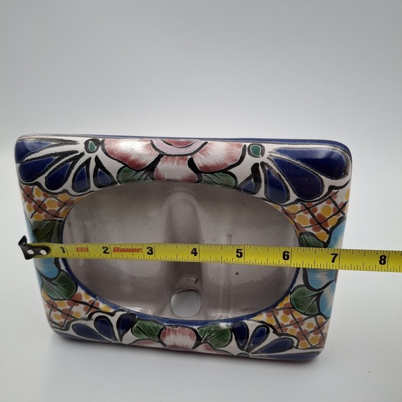 Mexican Talavera Hand-Painted Tabletop Picture Frame Floral Signed Mexi Anel - Picture 12 of 12